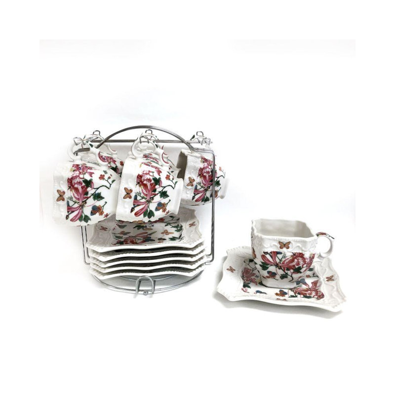 Ensemble de thé en porcelaine en porcelaine pour 6 personnes Edington