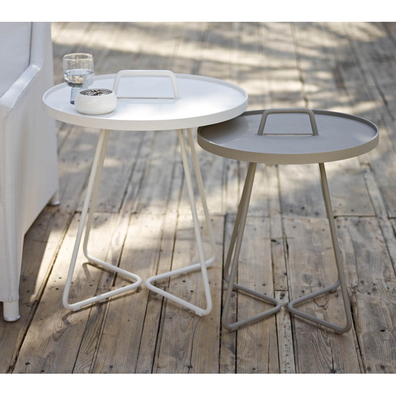 On-the-Move Outdoor Round Side Table, 17.4", White
