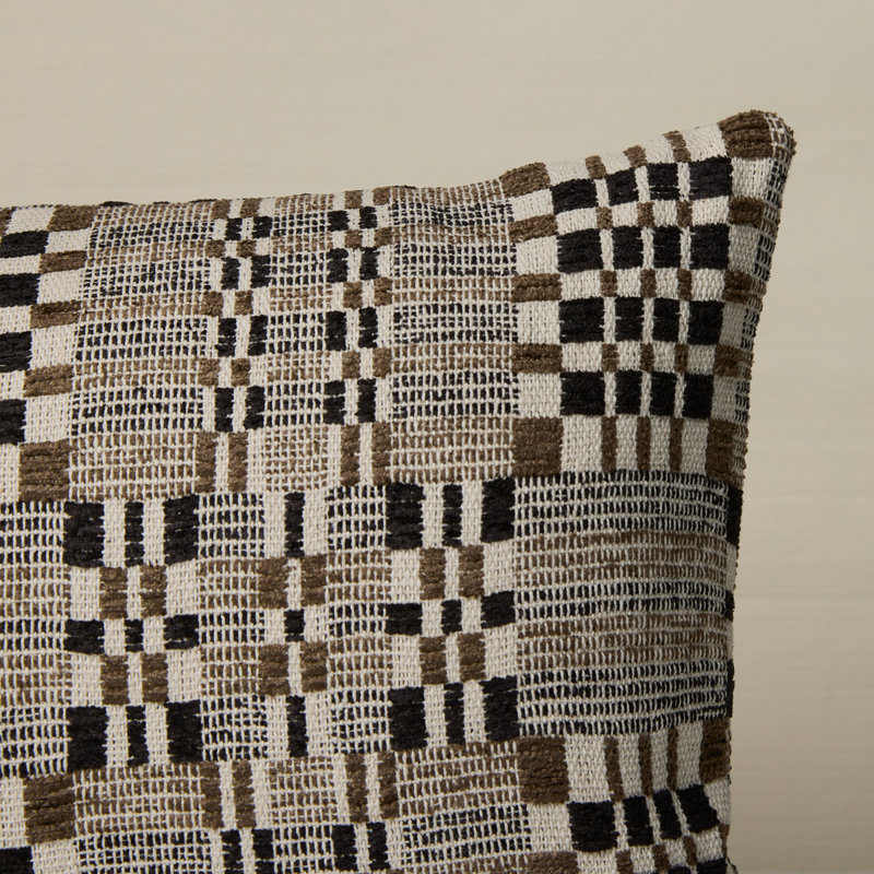 Brimfield Lumbar Pillow, 12" H x 24" W, Brown Geometric