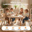 Ensemble de table et de chaises à hauteur réglable pour enfants avec surface facile à nettoyer, naturel-891830594