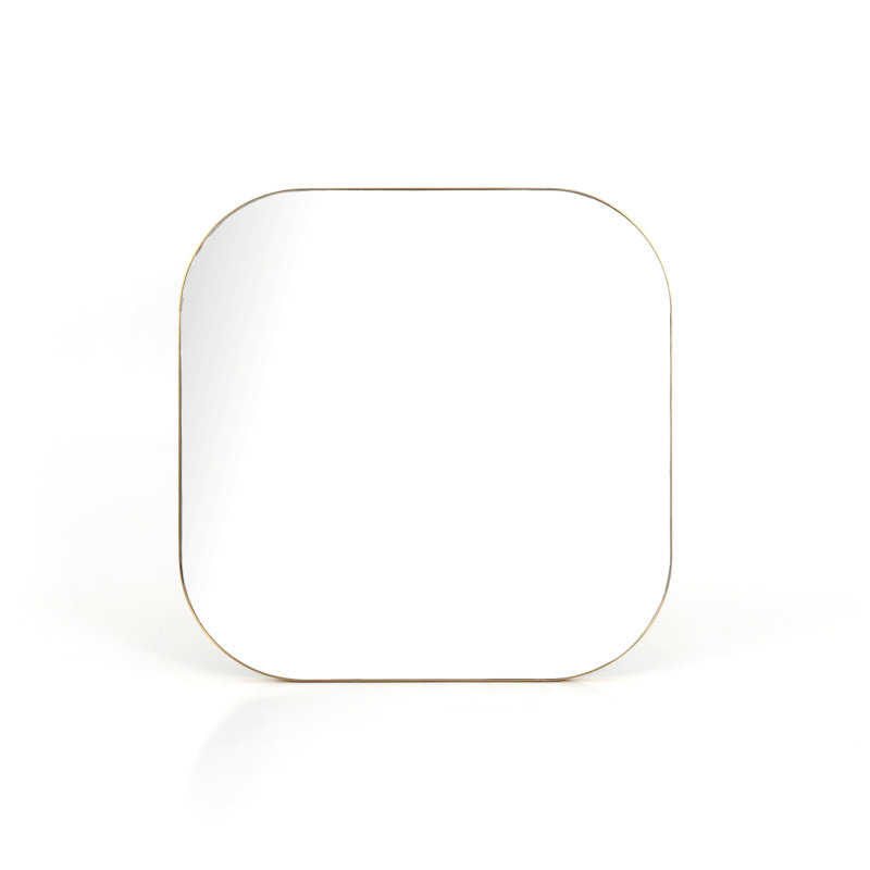Bellvue Flat Metal Wall Mirror, 47.25" x 47.25", Polished Brass