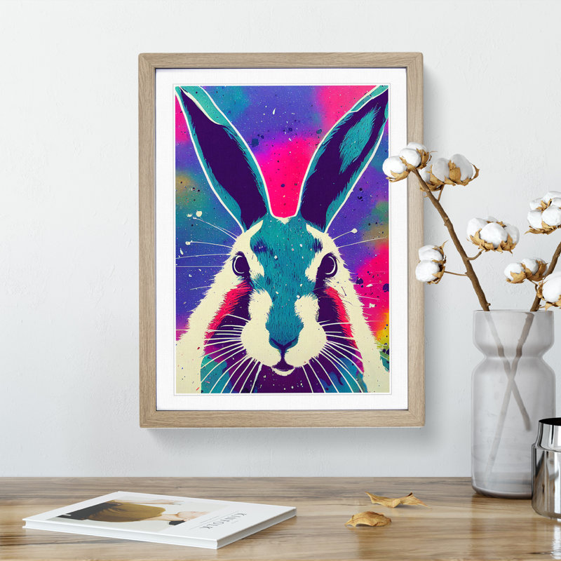 Hare No.1 Abstract - Single Picture Frame Painting, 64cm H x 46cm W x 2cm D, Oak