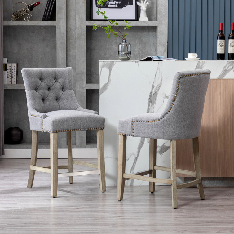 Domenick Upholstered Counter Stool with Solid Wood Frame