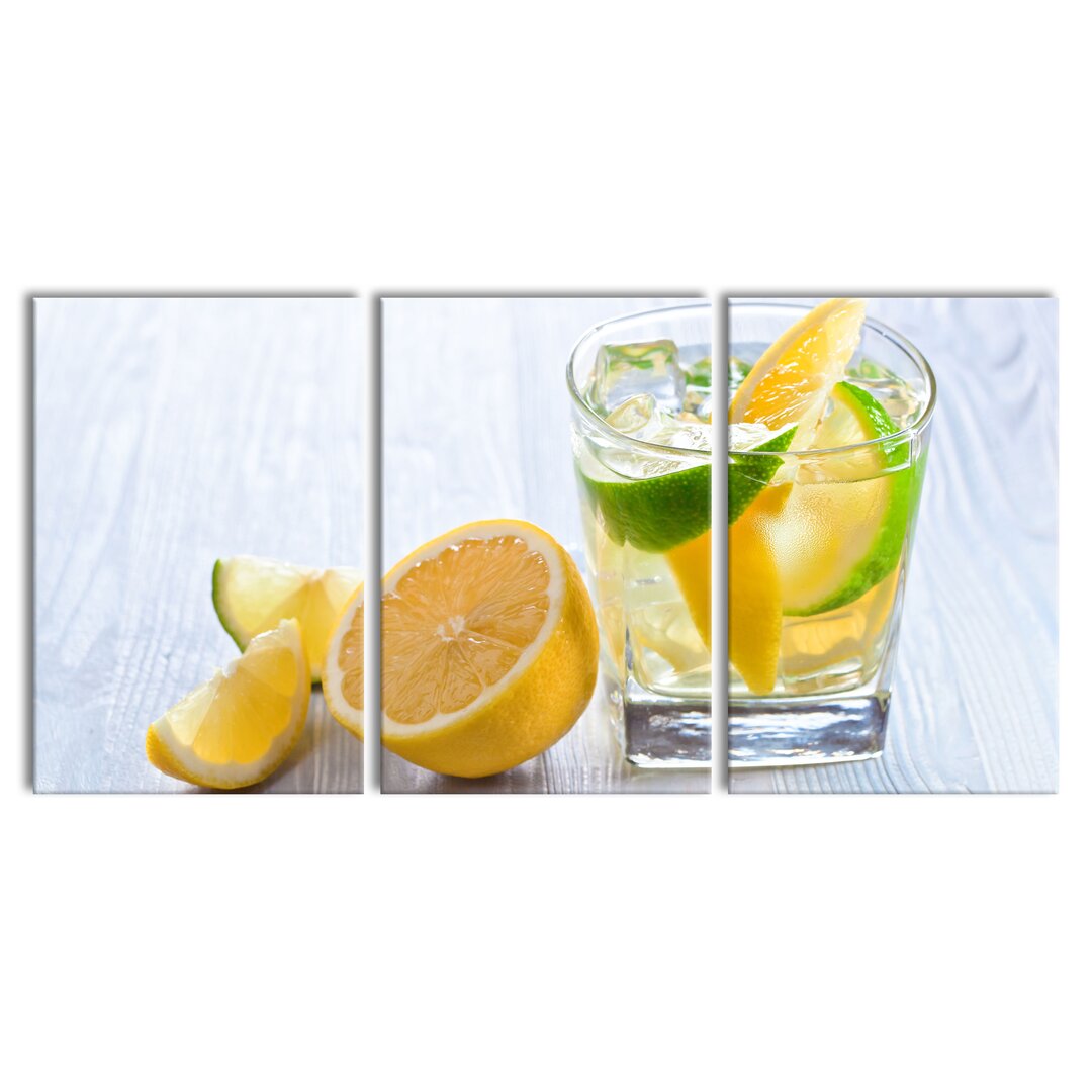 3-tlg. Leinwandbilder-Set Gin & Tonic Shot mit Zitrone