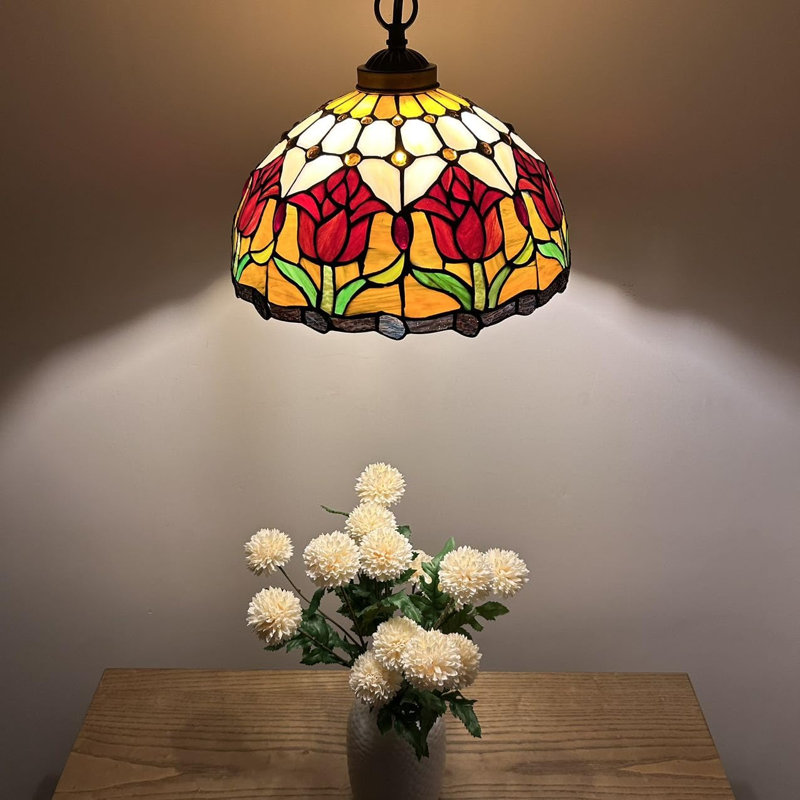 Luminaire suspendu en bronze 1 lumière Wicke, Brun; vert; rouge