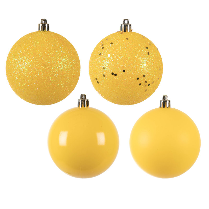 Ensemble d'ornement boule 4 pièces, Jaune, 4 pièces
