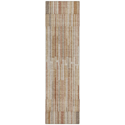 Machine Washable Indoor/Outdoor Xhevrie Terracotta Rug