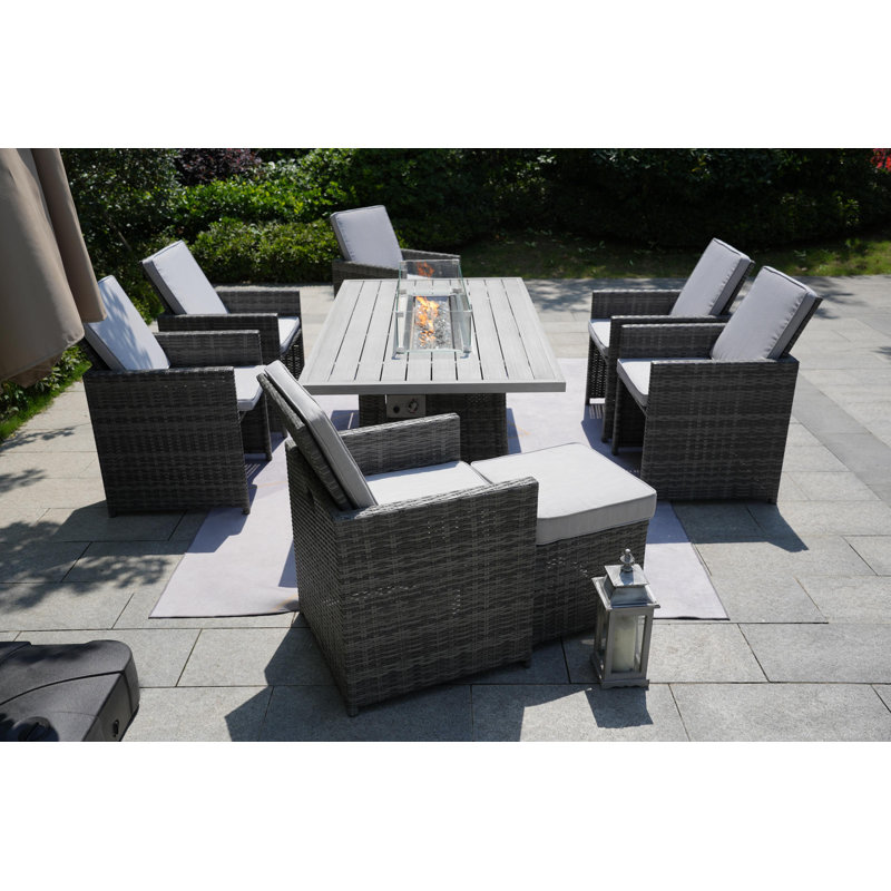 Rectangular 8 - Person Dining Set with Cushions