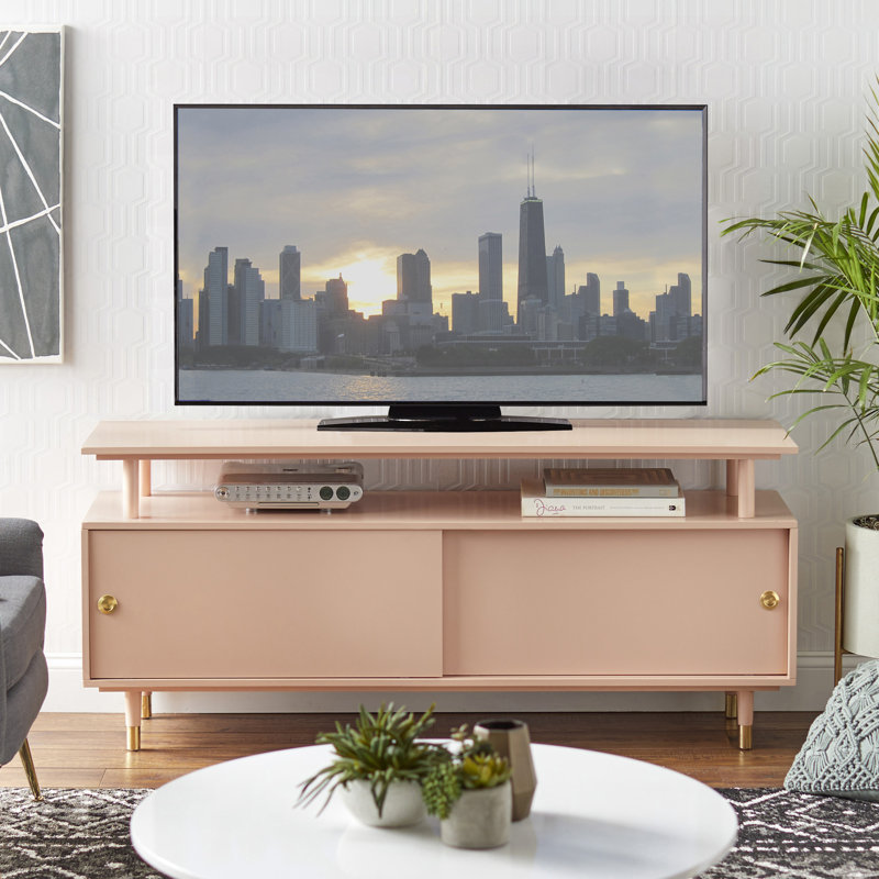 Camylle TV Stand for TVs up to 70", Blush Pink/Gold