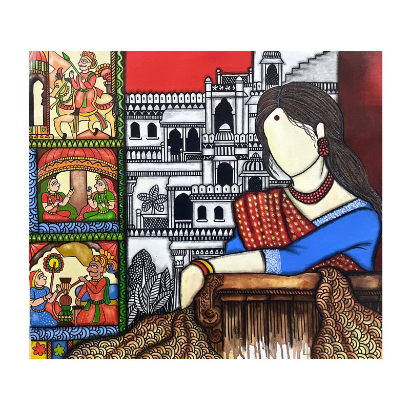 Maharani indien | Peinture de Mrinal Dutt | Décoration murale