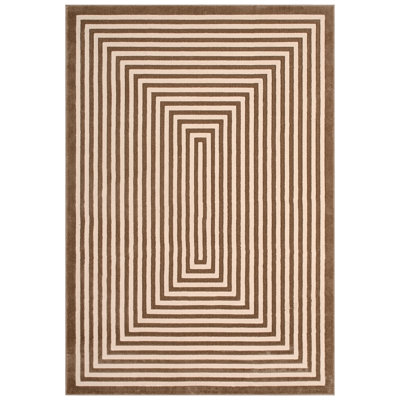 Modern Geometric Area Rug, Concentric Design, Indoor Floor Mat for Living Room and Hallway