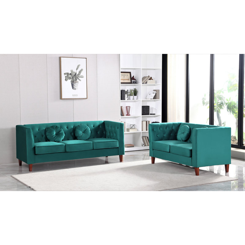 Ensemble de salon 2 pièces Dobbie, Velours vert
