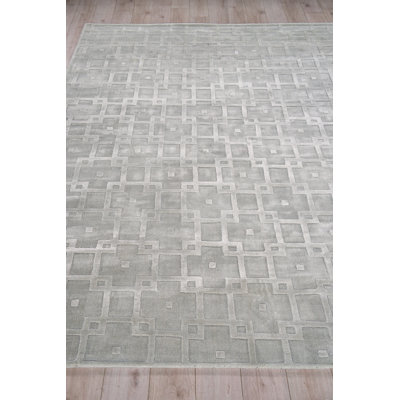 Exquisite Rugs Camora Modern Handmade Handloomed Silky Nylon Light Silver Area Rug