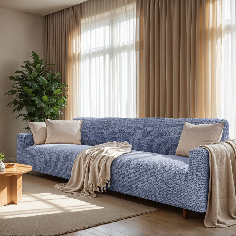 Stretch Pet Friendly Sofa Slipcover - Washable Couch Slip Cover Furniture Protector, 35" H x 110" W x 40" D, Blue 