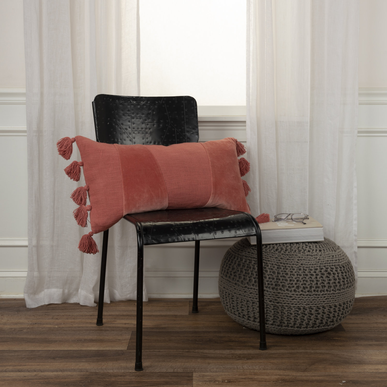 Legaspi Tassels Lumbar Throw Pillow, Terracotta
