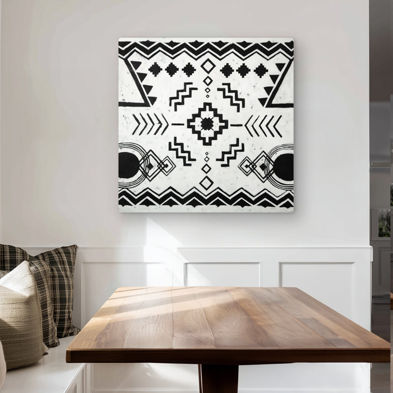 Ethnic Patterns White Metal Print | Living Room Decor