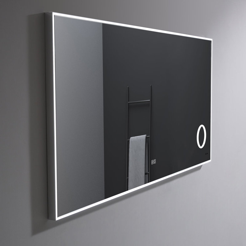 Miroir rectangulaire en aluminium chromé 24 "x 30" Eviva Illuminate, 30 po x 36 po
