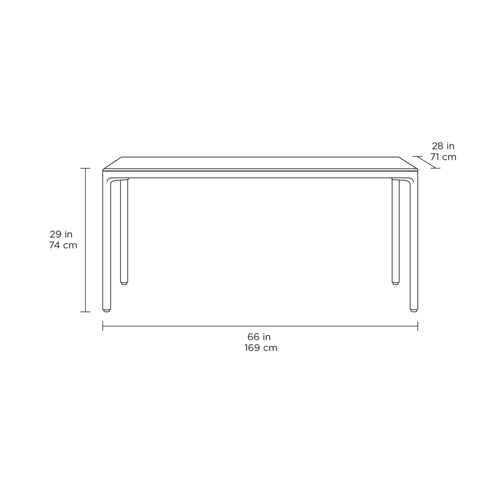 Luma Writing Desk, 29" H x 66" W x 28" D, Black