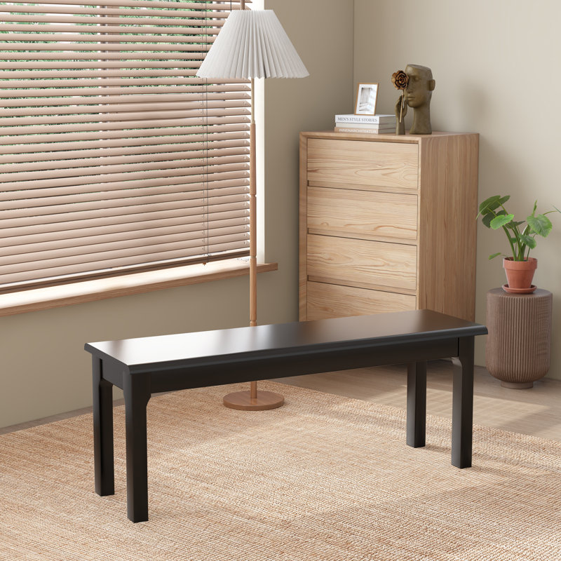 Banc de salle à manger en bois massif 63 po, H 17,7 po x l 63 po x P 14,2 po, Noir
