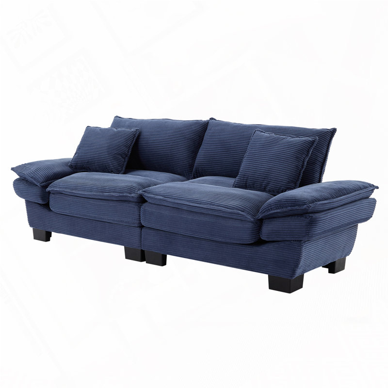 Canapé avec coussins Corduroy, Bleu