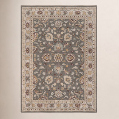 Arden Charcoal Beige Yellow Hand-Tufted Wool Rug