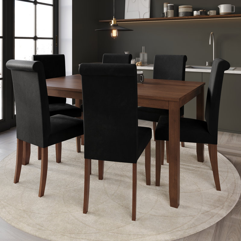 Chaise de salle à manger en bois avec table L 59 po Colwell, Black, 7 pièces : table, 6 chaises