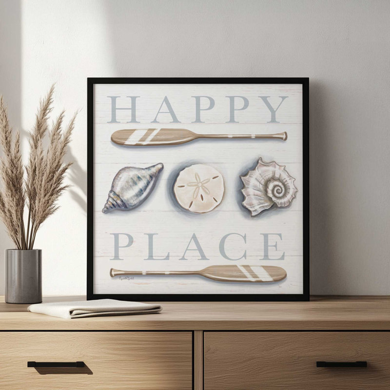 «Happy Place» par Elizabeth Tyndall, reproduction d'art, L 12 po x H 12 po, Or, Impression encadrée