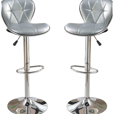 Chaises à hauteur de comptoir argentées Bockman en similicuir réglables avec sièges et base en métal