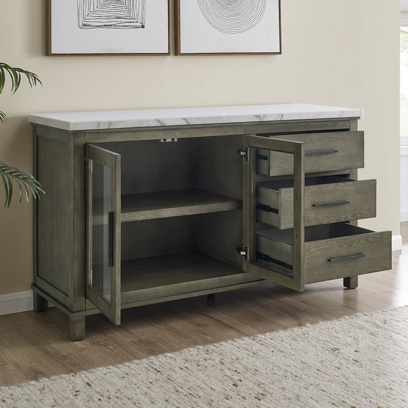 Buffet Hallowell, Blanc / bois flottant