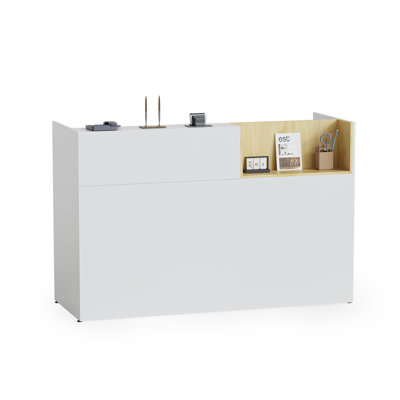 63'' Modern Wood Reception Desk With Storage