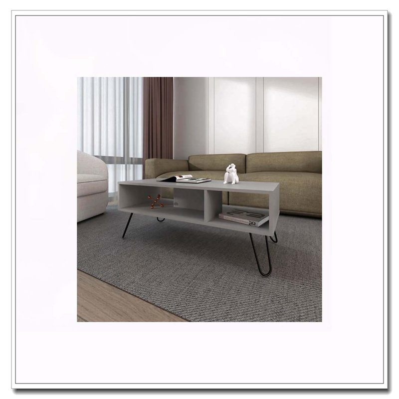 Smoke Coffe Table With 2 Shelf