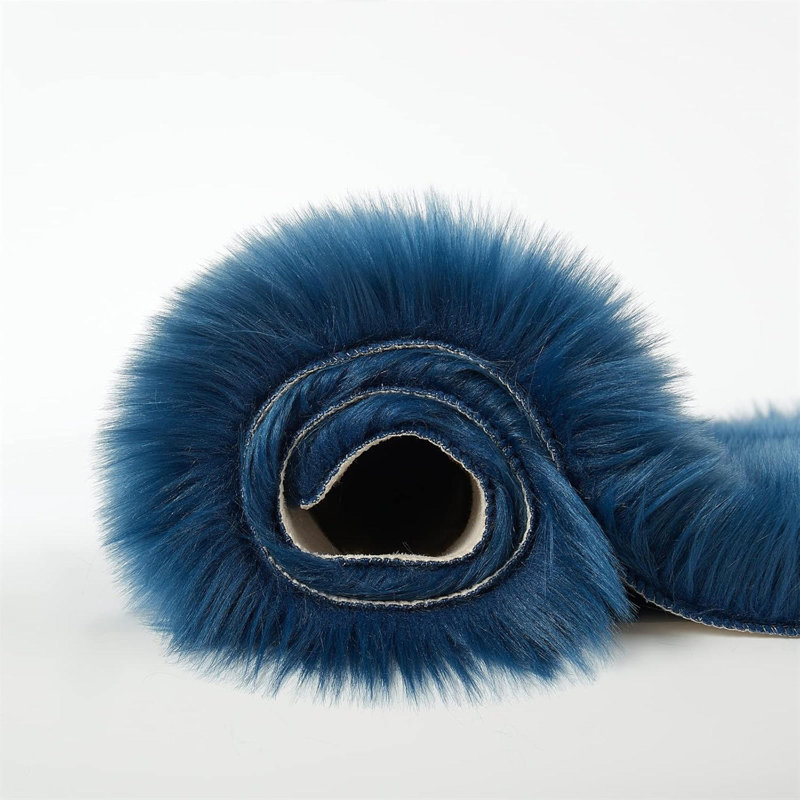 Ultra Soft Fluffy Shaggy Faux Fur Area Rug 4X6 Ft Dark Blue - Fuzzy Rug For Bedroom Sofa Living Room Floor Chair Pad