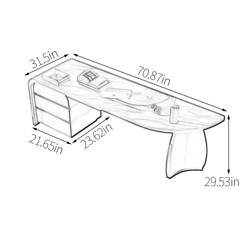 Desk, 29.53" H x 70.87" W x 31.5" D