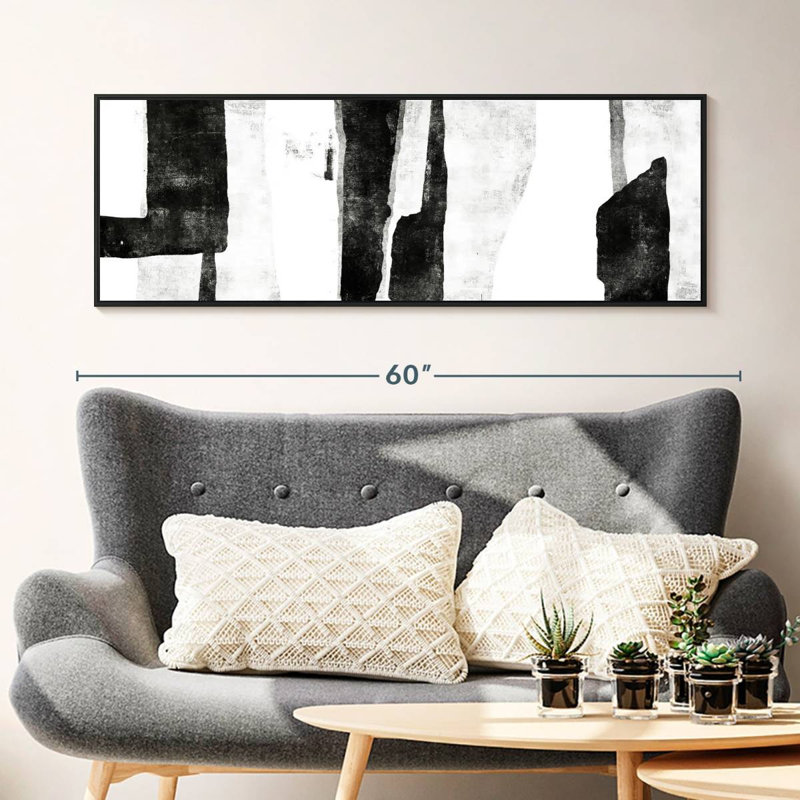 Blanc à noir Wildman II, Cadre flottant noir, 49 po x 17 po