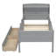 Lit plateforme en bois avec lumière DEL, tête de lit, garde-corps et 2 tiroirs, gris-409656971