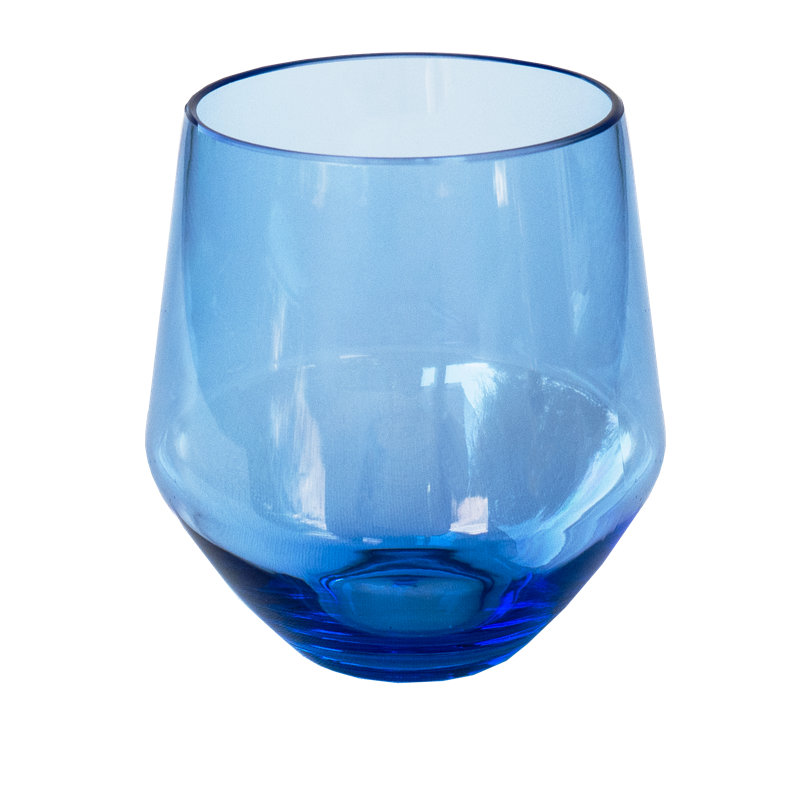 Darnez Angle Collection 12 Pieces Acrylic Wine Glass Set - Includes 2 Sizes, Blue