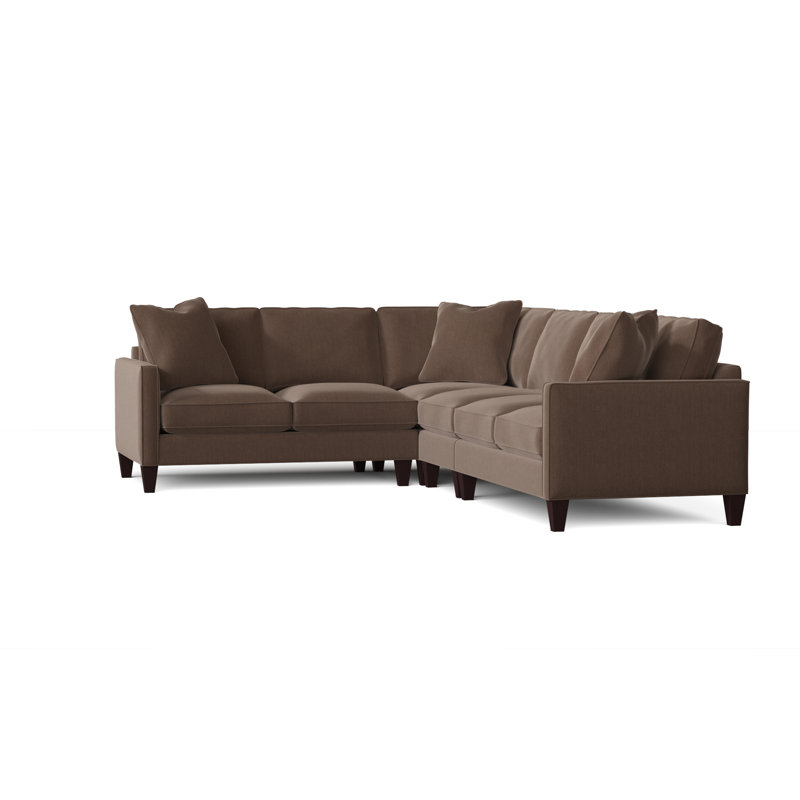 Calvin Upholstered L-Shaped Sectional Right Hand Facing, Peyton Chocolate, Akiko Walnut
