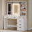 Dressing Table with Adjustable LED Lights, Removable Large Mirror, with Jewellery Storage, Open Shelves, 5 Drawers, with Beside table, for Bedroom