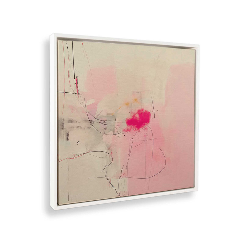 «Whispers Of Pink Sands V1 (Square) on Canvas» par Golden Glow Interiors, Cadre flottant blanc opaque