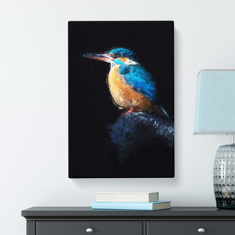 Kingfisher Bird in Abstract - Wrapped Canvas, 61 cm H x 40.6 cm W