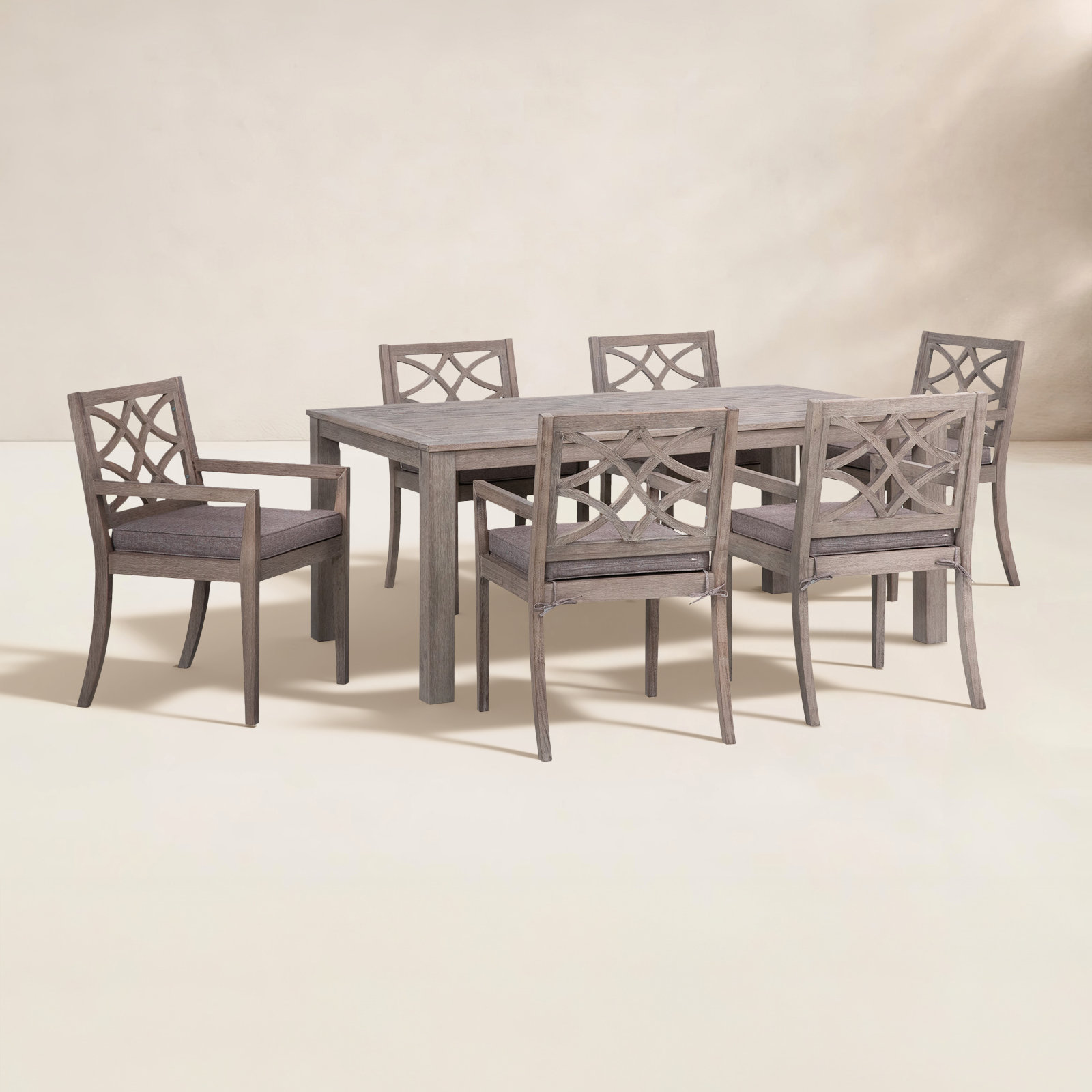 Morell 39'' Rectangular 6-Person Outdoor Dining Set with Cushions, Gray Cushion/Gray Frame