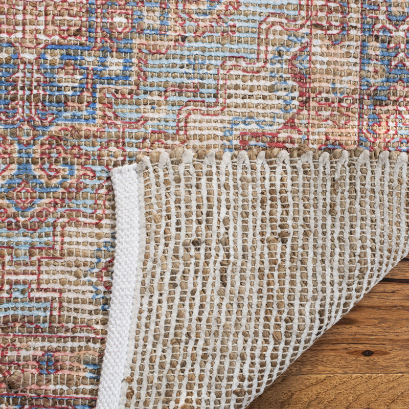 Tapis bleu / rouille en coton tissé à la main Joppatowne, Rectangle 4 pi x 6 pi