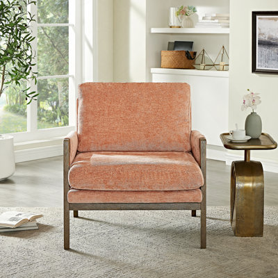 Fauteuil Mid-Century moderne en velours, orange