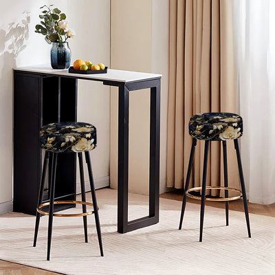 Moonlit Whispers Moody Patterns - Ensemble de 2 tabourets de bar en damas