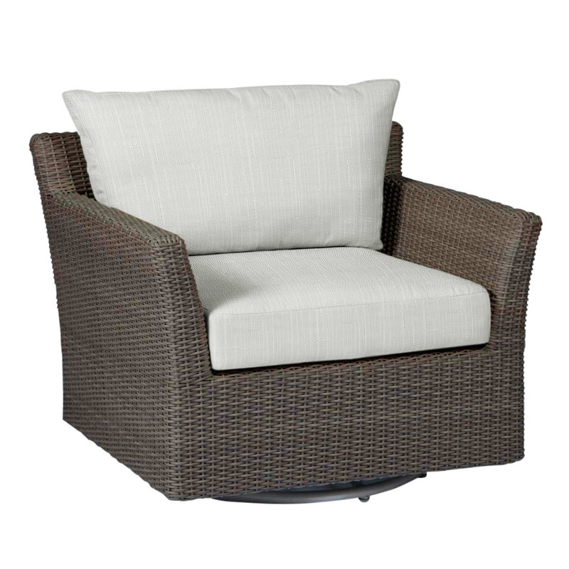 Fauteuil pivotant club tissé - noyer noir, Pas de soudure, Sunbrella® argent Verona, Noyer noir