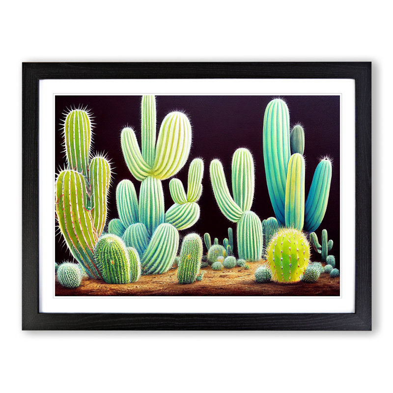 Legendary Cactus - Single Picture Frame Print, Black Framed, 46cm H x 64cm W x 2cm D