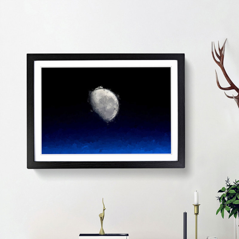 Close up of the Moon in Abstract - Picture Frame Graphic Art Print, Black Framed, 27cm H x 36cm W x 2cm D