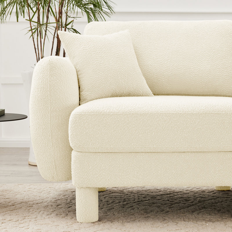 Beige moderne 2 avec pieds cylindriques et revêtement en tissu respirant pour les pieds de canapé en tissu de bureau, beige, idéal pour la détente à la maison