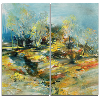 Paysage abstrait, ensemble de 2 reproductions d’art sur toiles tendues