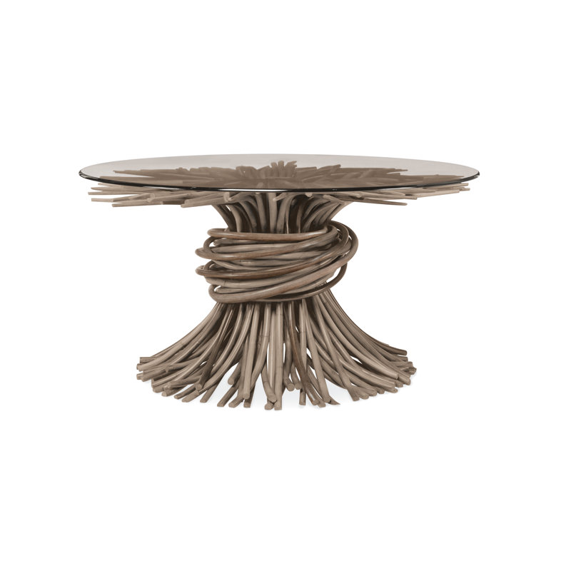 Caribe Round Glass Dining Table, Gray